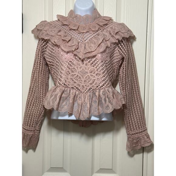 Beulah Poets Lace Blouse Medium – Romantic Victorian Ruffle Peplum Cottagecore - Picture 1 of 9